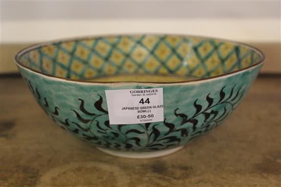 Japanese green glazed bowl